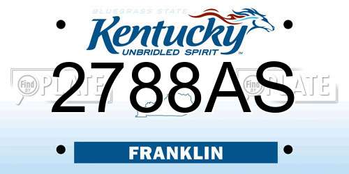 2788AS Kentucky License Plate