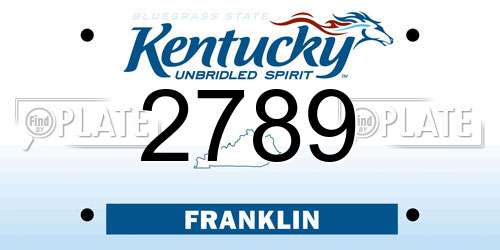 2789 Kentucky License Plate