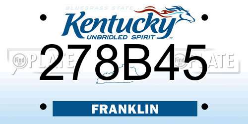 278B45 Kentucky License Plate