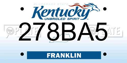 278BA5 Kentucky License Plate