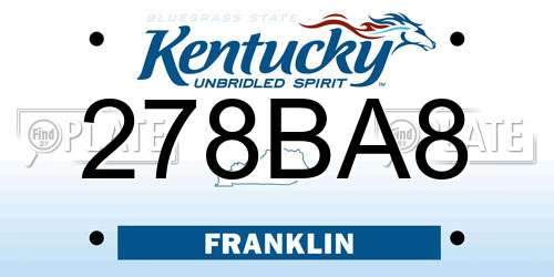 278BA8 Kentucky License Plate