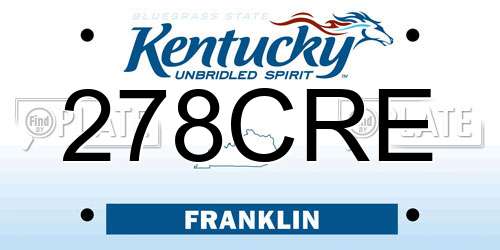 278CRE Kentucky License Plate
