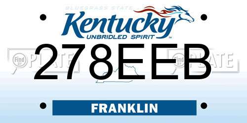 278EEB Kentucky License Plate