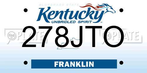 278JTO Kentucky License Plate