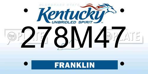 278M47 Kentucky License Plate