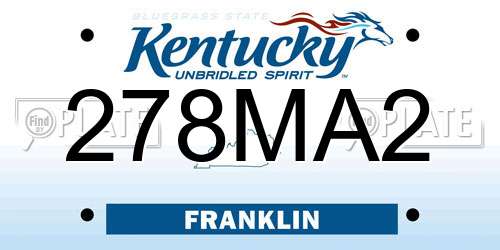 278MA2 Kentucky License Plate