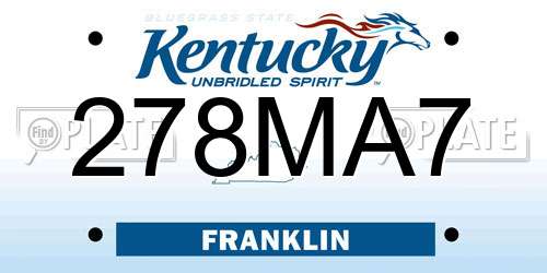 278MA7 Kentucky License Plate
