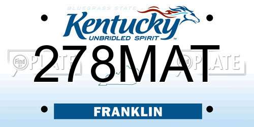 278MAT Kentucky License Plate