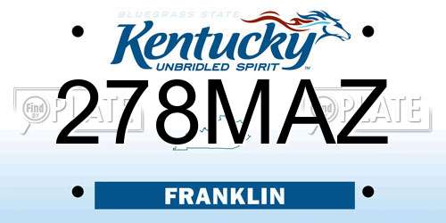278MAZ Kentucky License Plate