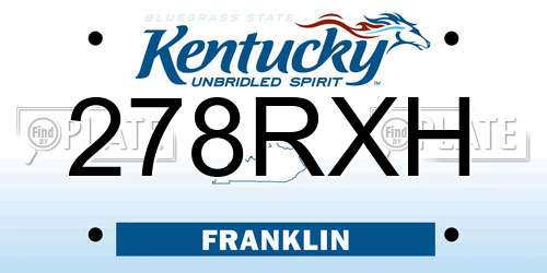 278RXH Kentucky License Plate