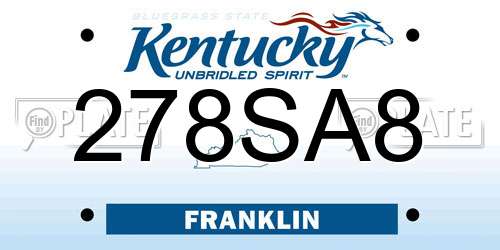 278SA8 Kentucky License Plate