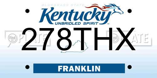 278THX Kentucky License Plate