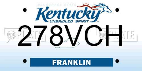 278VCH Kentucky License Plate