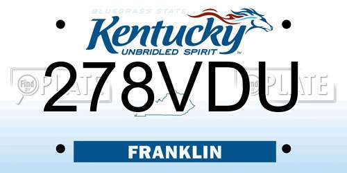 278VDU Kentucky License Plate