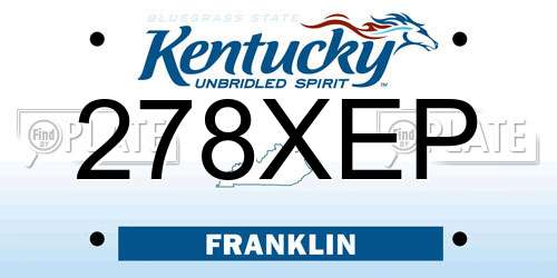278XEP Kentucky License Plate