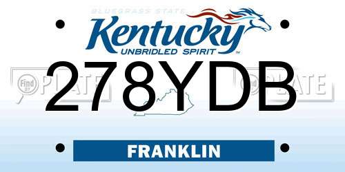 278YDB Kentucky License Plate