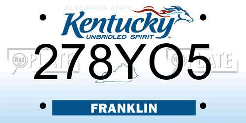 278YO5 Kentucky License Plate