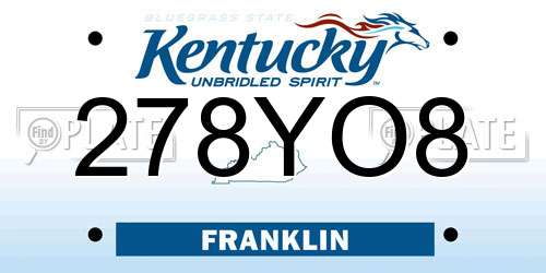 278YO8 Kentucky License Plate