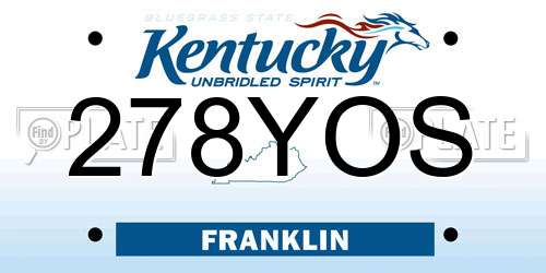 278YOS Kentucky License Plate