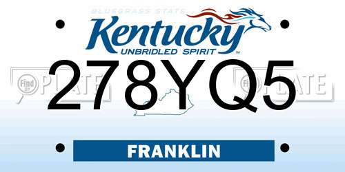 278YQ5 Kentucky License Plate