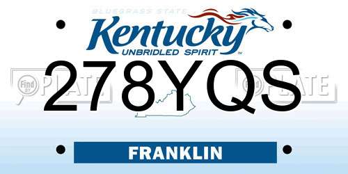 278YQS Kentucky License Plate
