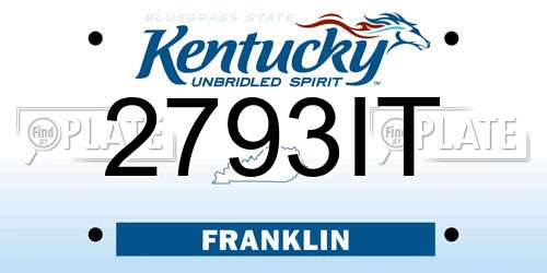 2793IT Kentucky License Plate