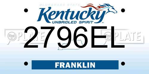 2796EL Kentucky License Plate