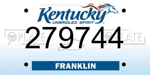 279744 Kentucky License Plate