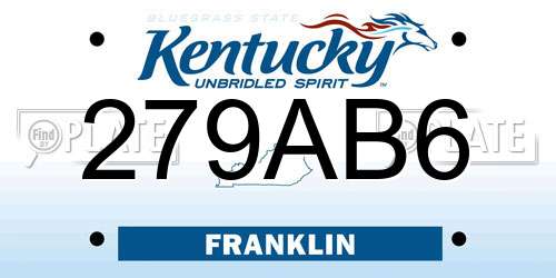 279AB6 Kentucky License Plate