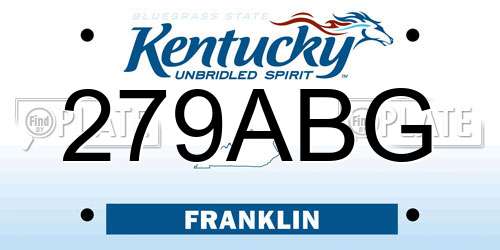 279ABG Kentucky License Plate