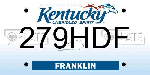 279HDF Kentucky License Plate
