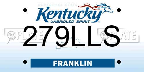 279LLS Kentucky License Plate