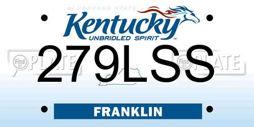 279LSS Kentucky License Plate