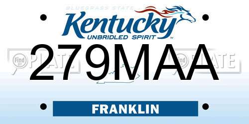 279MAA Kentucky License Plate