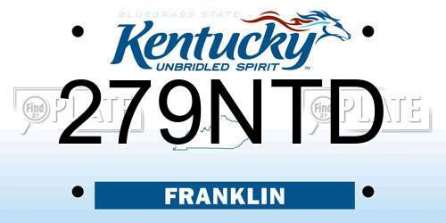 279NTD Kentucky License Plate