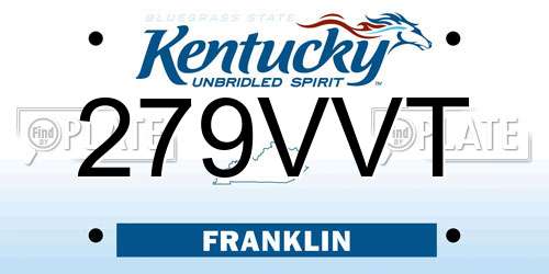 279VVT Kentucky License Plate