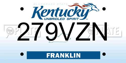 279VZN Kentucky License Plate