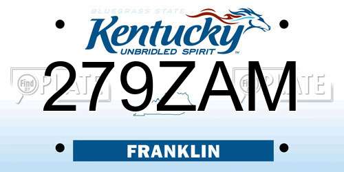 279ZAM Kentucky License Plate