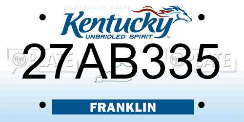 27AB335 Kentucky License Plate