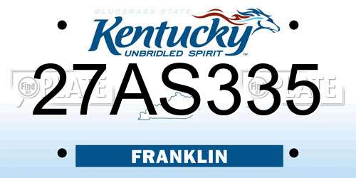27AS335 Kentucky License Plate