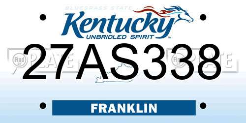 27AS338 Kentucky License Plate