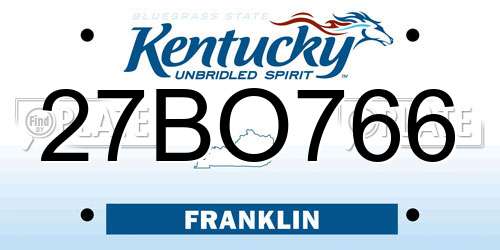 27BO766 Kentucky License Plate