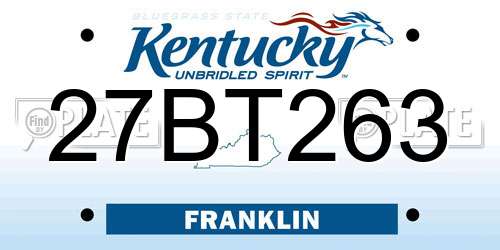 27BT263 Kentucky License Plate