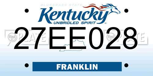 27EE028 Kentucky License Plate