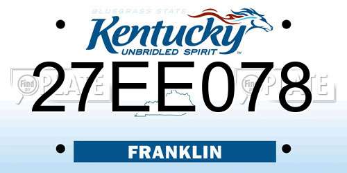 27EE078 Kentucky License Plate