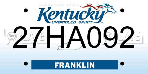 27HA092 Kentucky License Plate