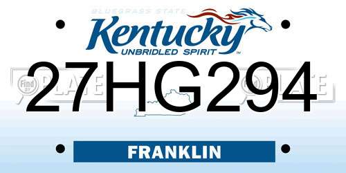 27HG294 Kentucky License Plate