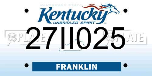 27II025 Kentucky License Plate