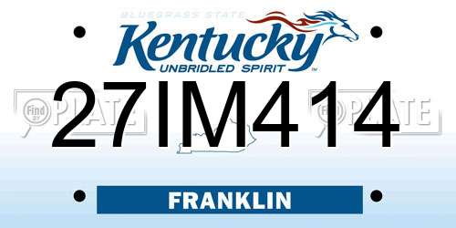27IM414 Kentucky License Plate