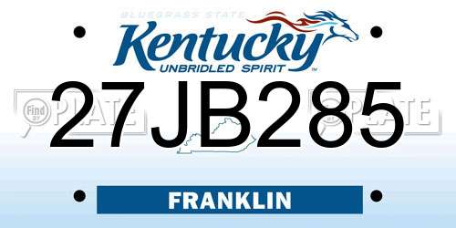 27JB285 Kentucky License Plate